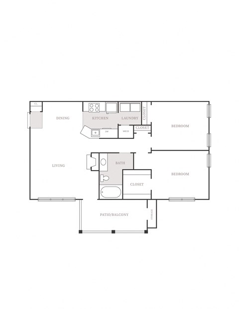 1131 sq.ft. 2 bedroom 1 bath floor plan